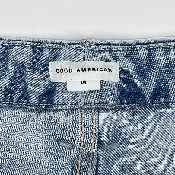GOOD AMERICAN Good Boy Jeans Women’s Size 18 Light Blue Wash Blue643 - Picture 4 of 5